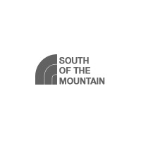 South of the Mountain logo in gray text and abstract arch icon on a white background
