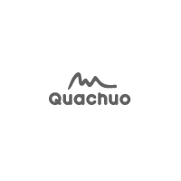 Gray Quachuo logo with stylized mountain line above the wordmark on a white background